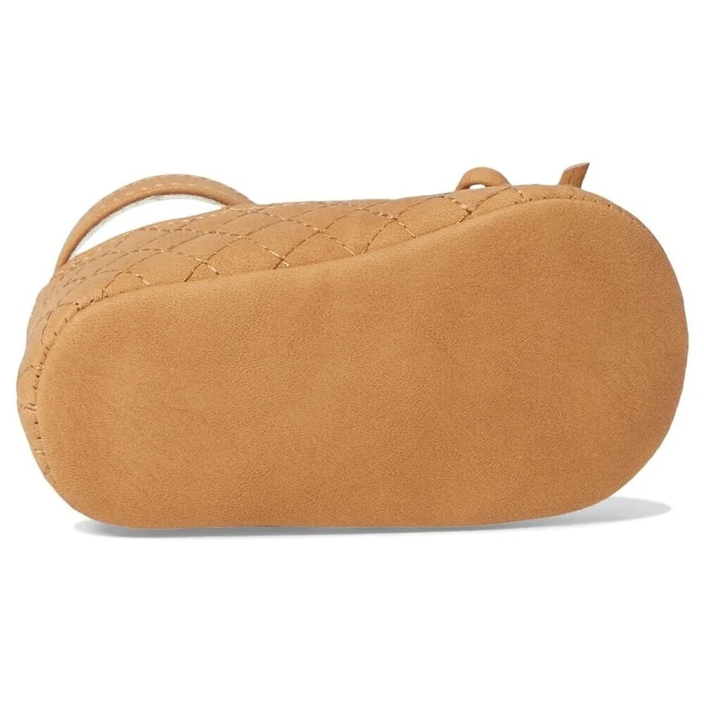 Janie and Jack 100047130 Ballet Flat Baby US 3 Brown Quilted Bow Detail ZOGG1020